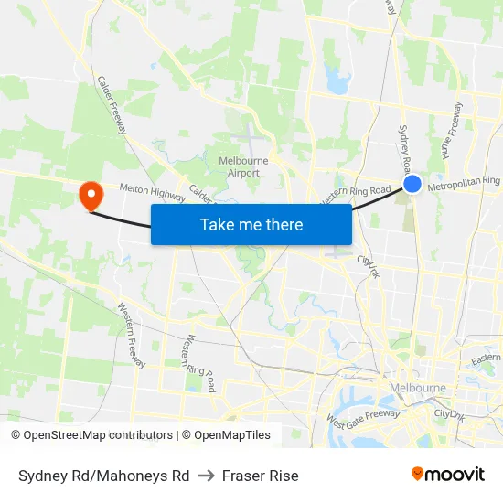 Sydney Rd/Mahoneys Rd to Fraser Rise map