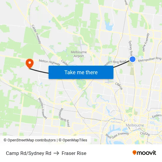 Camp Rd/Sydney Rd to Fraser Rise map