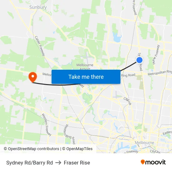 Sydney Rd/Barry Rd to Fraser Rise map