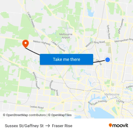 Sussex St/Gaffney St to Fraser Rise map