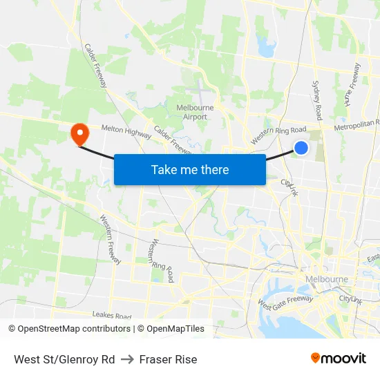 West St/Glenroy Rd to Fraser Rise map