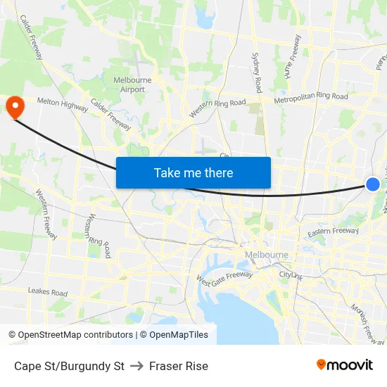 Cape St/Burgundy St to Fraser Rise map