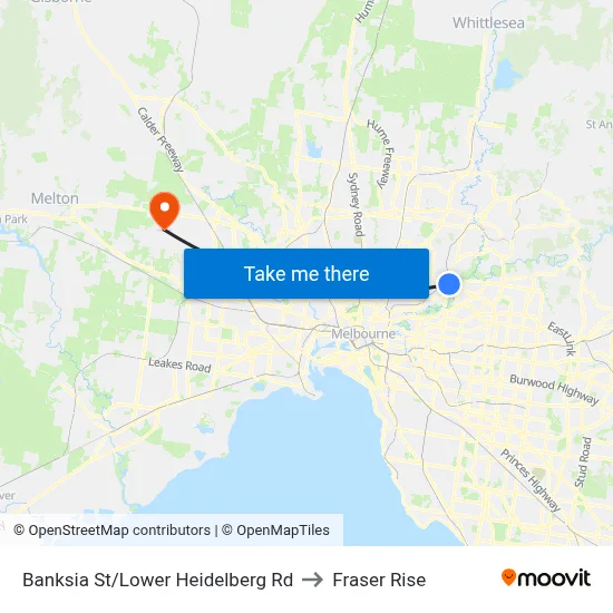 Banksia St/Lower Heidelberg Rd to Fraser Rise map
