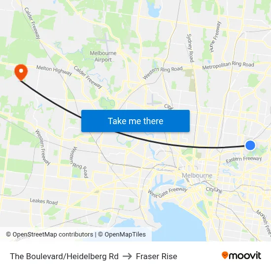 The Boulevard/Heidelberg Rd to Fraser Rise map