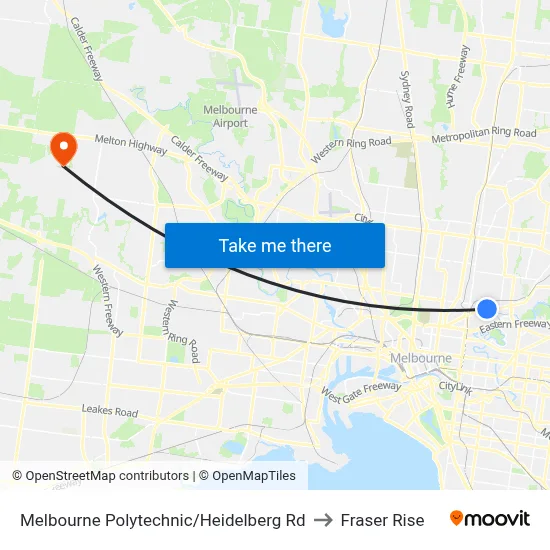 Melbourne Polytechnic/Heidelberg Rd to Fraser Rise map