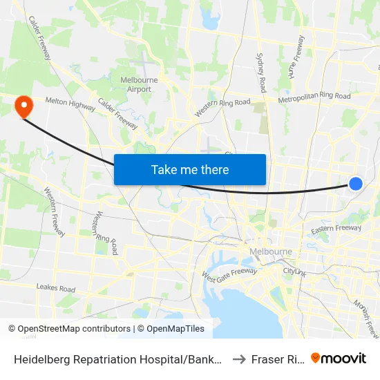 Heidelberg Repatriation Hospital/Banksia St to Fraser Rise map