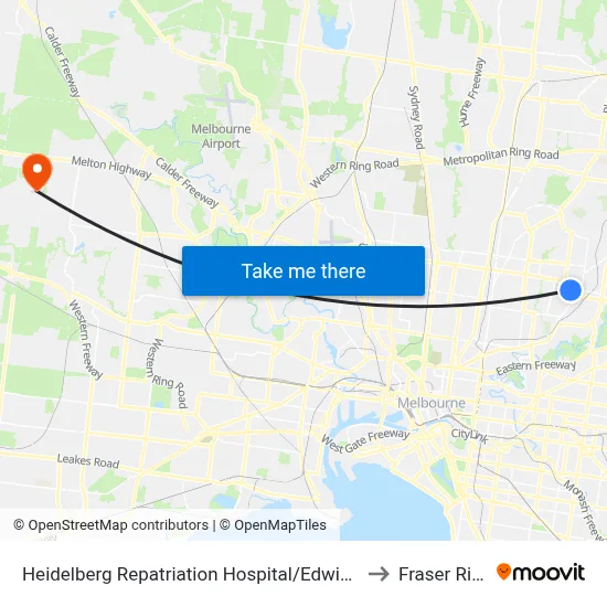 Heidelberg Repatriation Hospital/Edwin St to Fraser Rise map