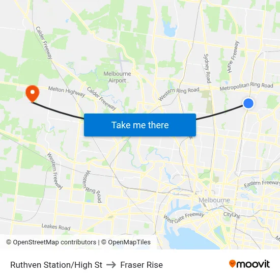 Ruthven Station/High St to Fraser Rise map