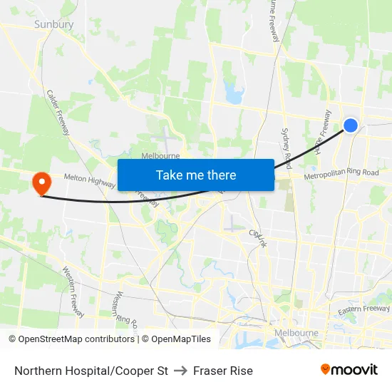 Northern Hospital/Cooper St to Fraser Rise map