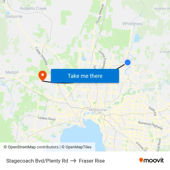 Stagecoach Bvd/Plenty Rd to Fraser Rise map