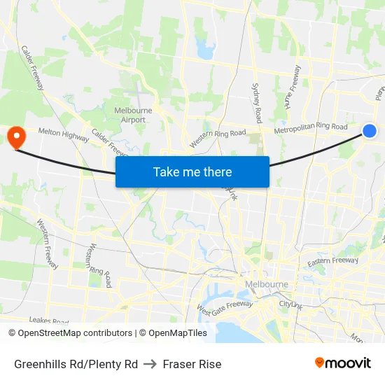 Greenhills Rd/Plenty Rd to Fraser Rise map