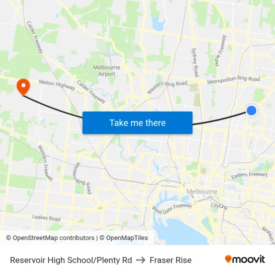 Reservoir High School/Plenty Rd to Fraser Rise map