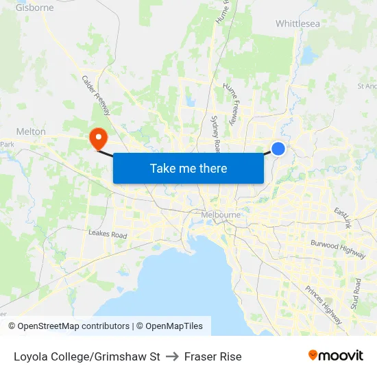 Loyola College/Grimshaw St to Fraser Rise map