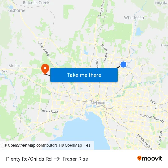 Plenty Rd/Childs Rd to Fraser Rise map