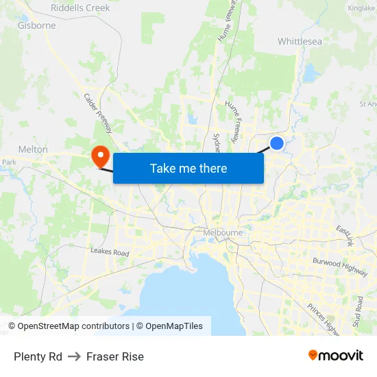 Plenty Rd to Fraser Rise map