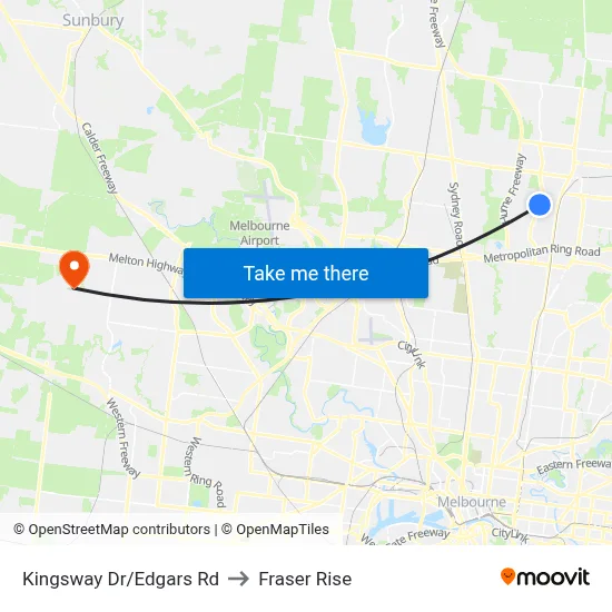 Kingsway Dr/Edgars Rd to Fraser Rise map