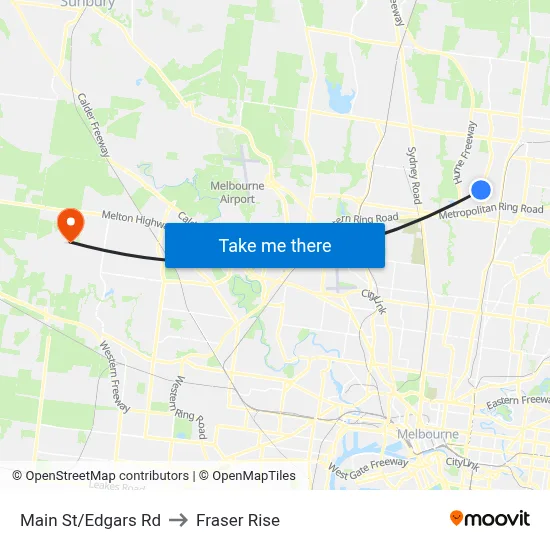 Main St/Edgars Rd to Fraser Rise map