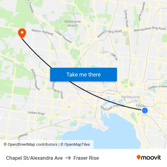 Chapel St/Alexandra Ave to Fraser Rise map
