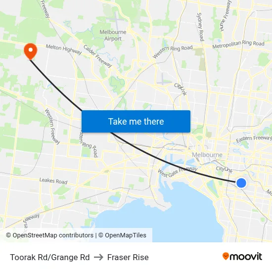 Toorak Rd/Grange Rd to Fraser Rise map