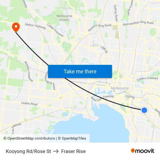 Kooyong Rd/Rose St to Fraser Rise map