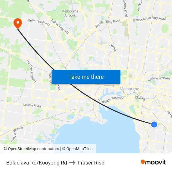 Balaclava Rd/Kooyong Rd to Fraser Rise map