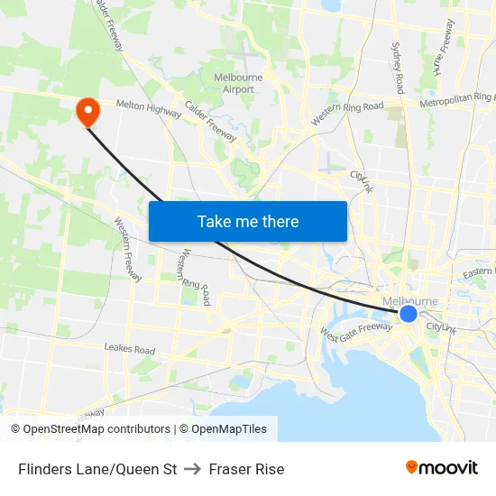 Flinders Lane/Queen St to Fraser Rise map