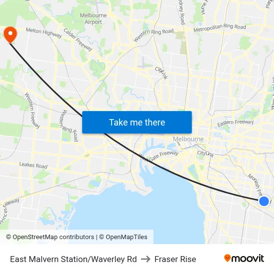 East Malvern Station/Waverley Rd to Fraser Rise map