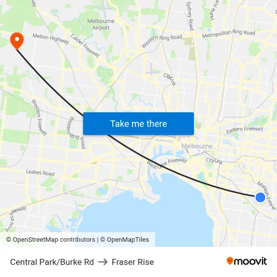 Central Park/Burke Rd to Fraser Rise map