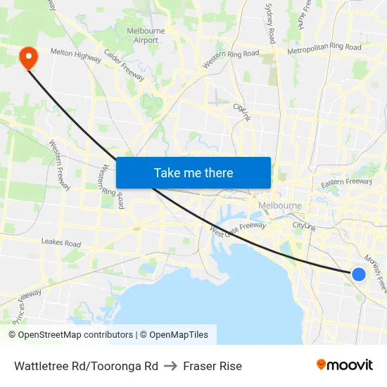 Wattletree Rd/Tooronga Rd to Fraser Rise map