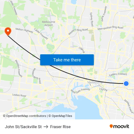 John St/Sackville St to Fraser Rise map