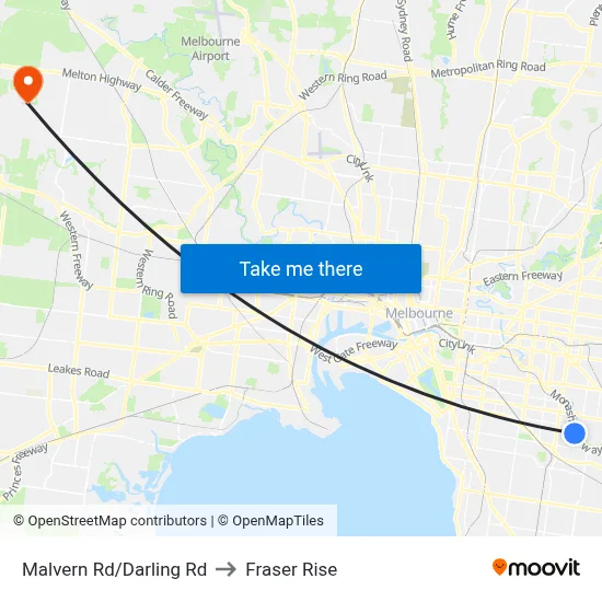 Malvern Rd/Darling Rd to Fraser Rise map
