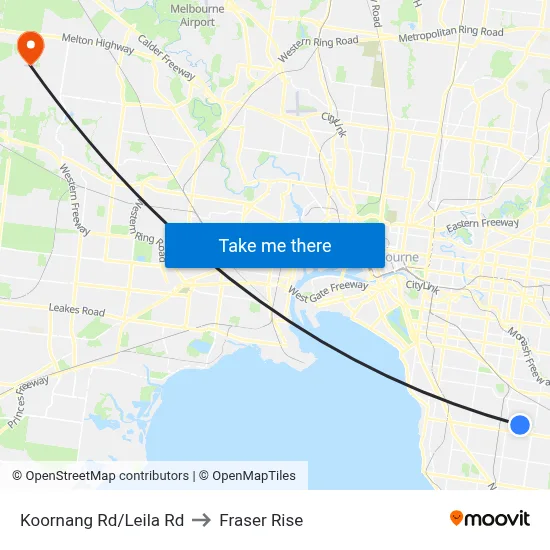 Koornang Rd/Leila Rd to Fraser Rise map
