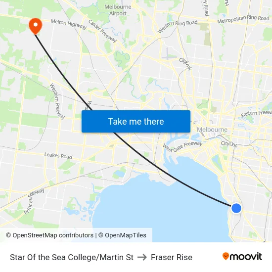 Star Of the Sea College/Martin St to Fraser Rise map