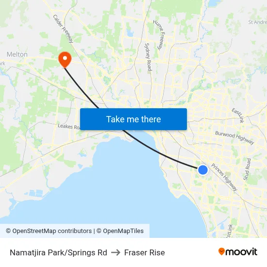 Namatjira Park/Springs Rd to Fraser Rise map