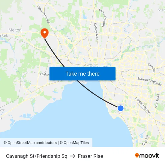 Cavanagh St/Friendship Sq to Fraser Rise map