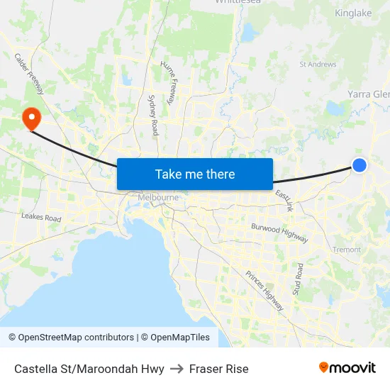 Castella St/Maroondah Hwy to Fraser Rise map