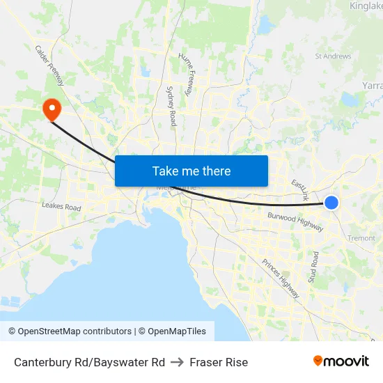 Canterbury Rd/Bayswater Rd to Fraser Rise map