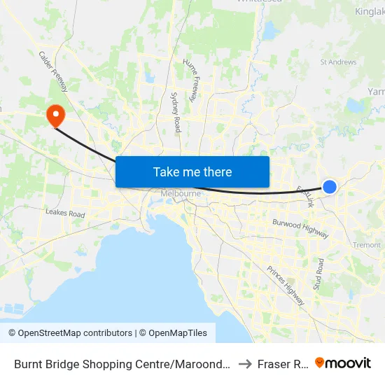 Burnt Bridge Shopping Centre/Maroondah Hwy to Fraser Rise map