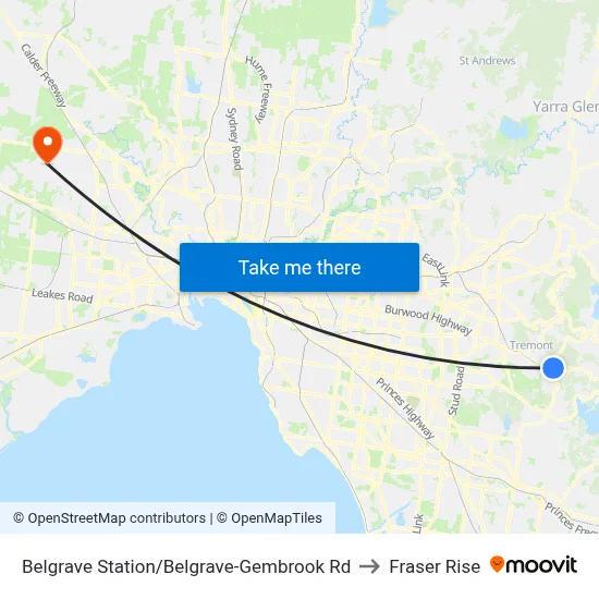 Belgrave Station/Belgrave-Gembrook Rd to Fraser Rise map