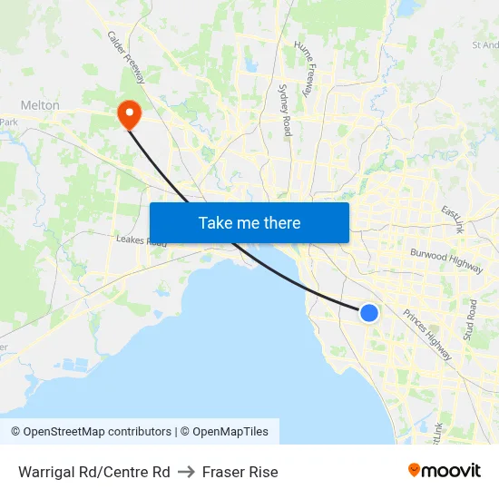 Warrigal Rd/Centre Rd to Fraser Rise map
