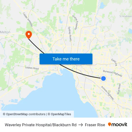 Waverley Private Hospital/Blackburn Rd to Fraser Rise map