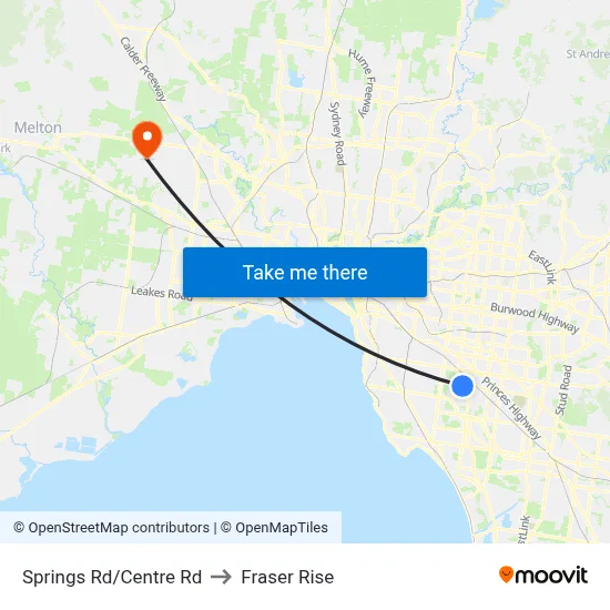 Springs Rd/Centre Rd to Fraser Rise map