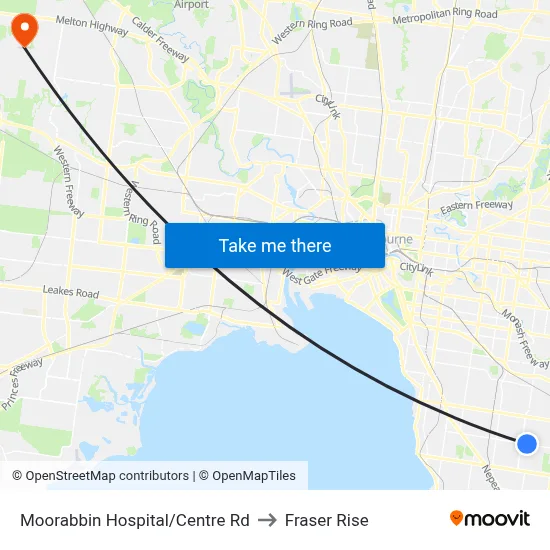 Moorabbin Hospital/Centre Rd to Fraser Rise map
