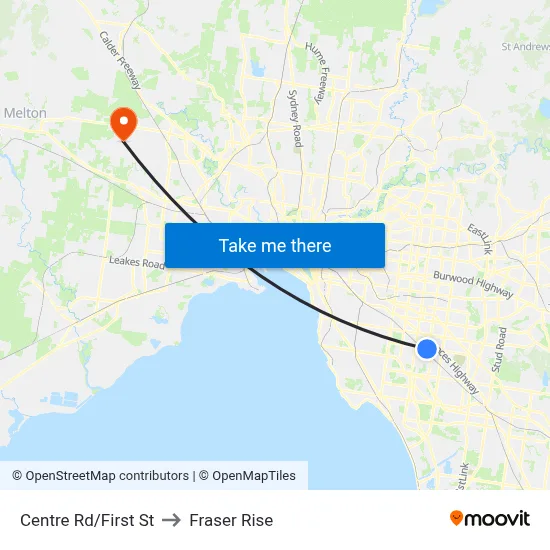 Centre Rd/First St to Fraser Rise map
