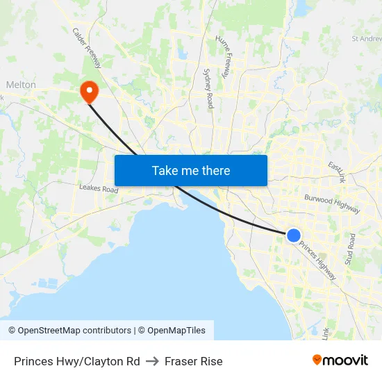 Princes Hwy/Clayton Rd to Fraser Rise map
