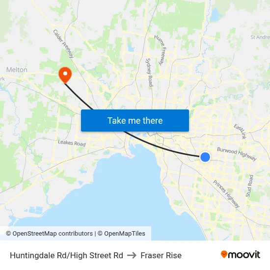 Huntingdale Rd/High Street Rd to Fraser Rise map