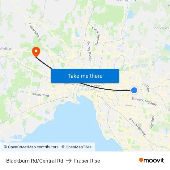 Blackburn Rd/Central Rd to Fraser Rise map
