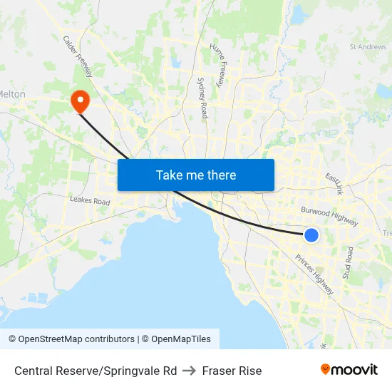 Central Reserve/Springvale Rd to Fraser Rise map