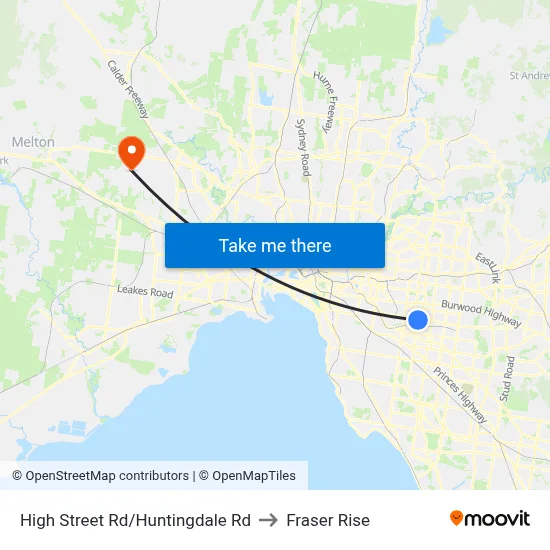 High Street Rd/Huntingdale Rd to Fraser Rise map