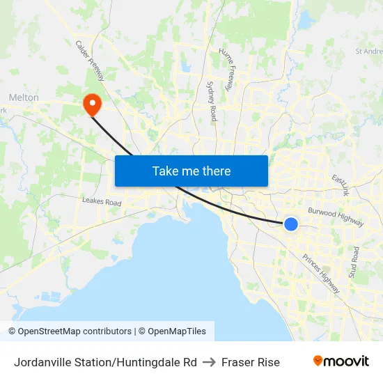 Jordanville Station/Huntingdale Rd to Fraser Rise map